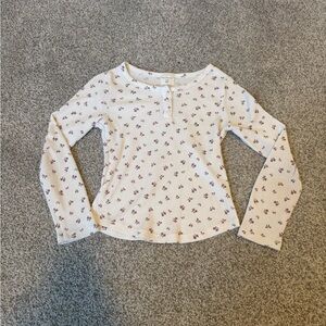 abercrombie kids Long-Sleeve Henley with Pink Floral Print
